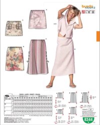 8344 BURDA FIT A-LINE MINI-MAXI SKIRT PATTERN 10-24 UNCUT